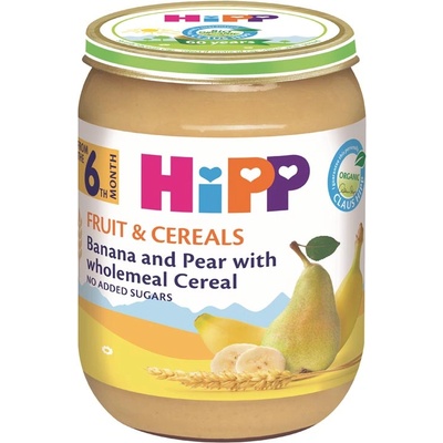 HiPP Био Пълнозърнеста каша круша и банан 190 гр. - 6+ месеца