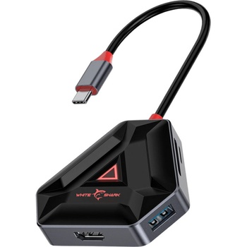 White Shark HEXAGON, 6-in-1, USB-C, 1x HDMI 4K, 3x USB 3.0, 1x SD card slot, 1x MicroSD, черен (HEXAGON)