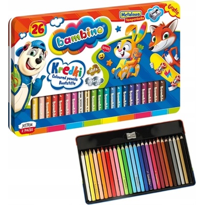 Kik KX4224 Bambino pastelky dřevěný rám kovová krabička