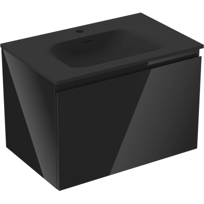 Mexen Orio шкаф за баня 70 см с мивка Vela, 1 чекмедже, черен гланц/черен мат - 91A10-07047-1-BF70-W23M71 (91A10-07047-1-BF70-W23M71)