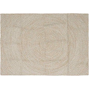 Pure Line Home Килим от юта, кръгла плетка, натурално и бяло