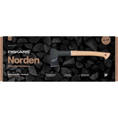 Fiskars Подаръчен комплект: Брадва за цепене Norden N12 и точило Xsharp (FS 1052277)