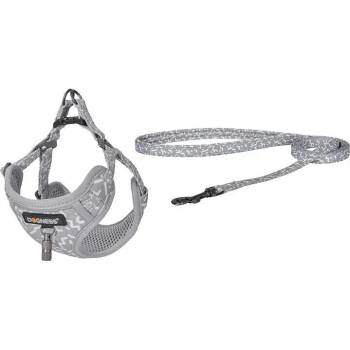 Dogness Комплект каишка и нагръдник за кучета, 1.5m, светлосиви (DOG SET GREY)