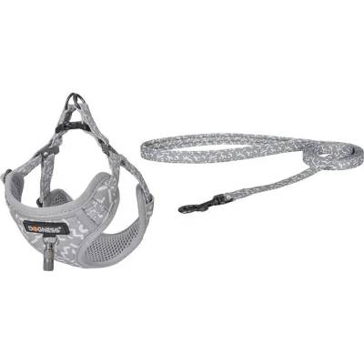 Dogness Комплект каишка и нагръдник за кучета, 1.5m, светлосиви (DOG SET GREY)