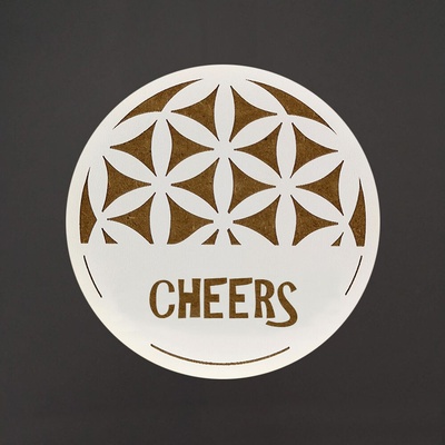 AMADEA Dřevěný podtácek kulatý text Cheers průměr 10,5cm