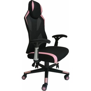RFG Геймърски стол RFG Soft Game, дамаска и меш, полиамидна основа, до 130 kg, черно-розов