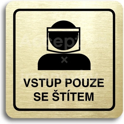 ACCEPT Piktogram vstup pouze se štítem III - zlatá tabulka - černý tisk
