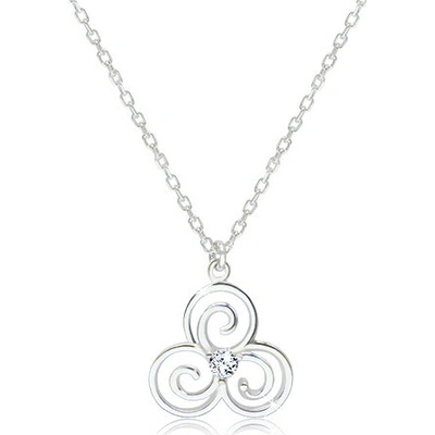Šperky eshop Lesklý ze stříbra keltský symbol Triskelion s čirým zirkonem G19.15