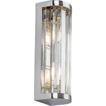 Rábalux Sybil, indoor wall lamp, chrome metal lamp with transparent glass shade, G9 2xMAX28W, H25, 5cm, L8cm, without bulb, IP44 (75035)