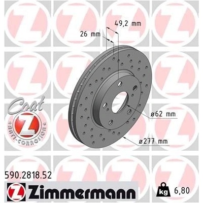 Brzdový kotúč (cena za 1ks) ZIMMERMANN 590.2818.52