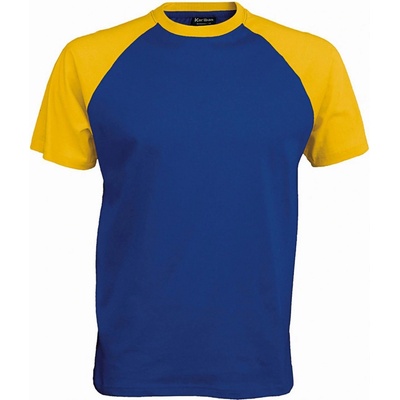 Kariban vintage Base ball K330 pánske tričko royal blue/yellow