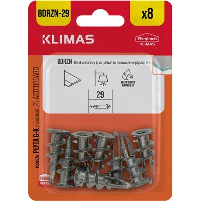KLIMAS Hmoždinka do sadrokartónu kovová DRIVA BDRZN-29 (blister)