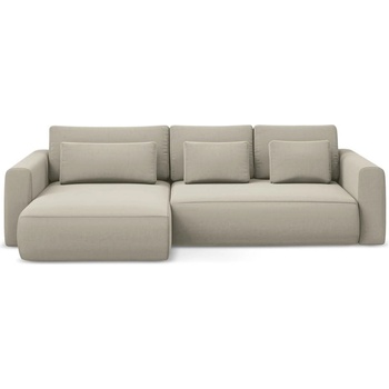 makamii Бежов кадифен разтегателен ъглов диван с място за съхранение (ляв ъгъл) Kapua - Makamii (KAPUA_LCF_M_3_P1_C6)