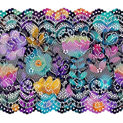Takoy Elastická krajka 15 cm s potiskem fantasy flowers Lim