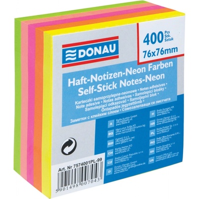 Donau Samolepicí bloček, 76 x 76 mm, 400 listů - mix 5 neonových barev – Zbozi.Blesk.cz