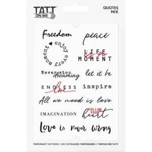 TATTonMe Водоустойчиви временни татуировки Цитати микс (TMQuotes)