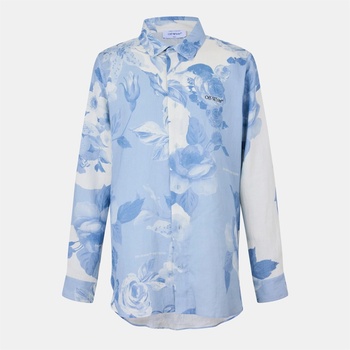OFF WHITE Риза с дълъг ръкав OFF WHITE Men's Long Sleeve Dress Shirt - White/Blue