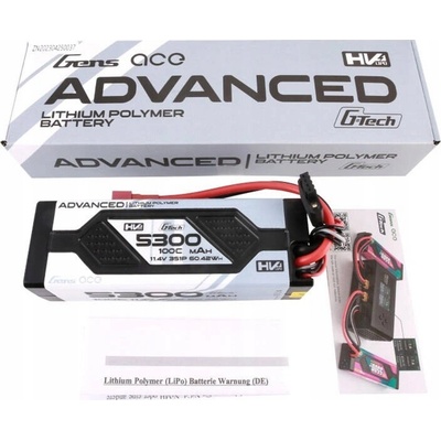 Gens ace Advanced G-Tech 5300mAh 11.4V 3S1P 100C HV car Lipo Battery Pack Hardcase with Deans Plug
