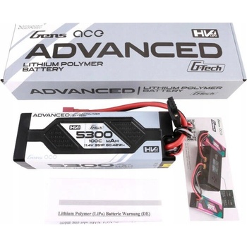 Gens ace Advanced G-Tech 5300mAh 11.4V 3S1P 100C HV car Lipo Battery Pack Hardcase with Deans Plug