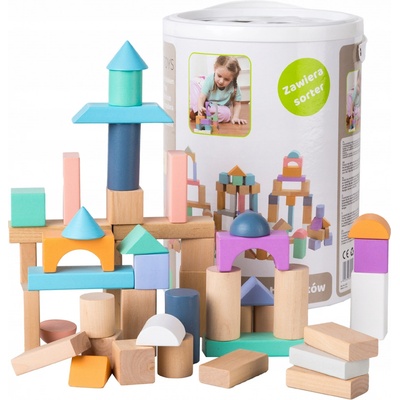 Eco Toys drevené kocky vo vedierku 100 ks