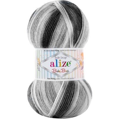 Alize příze Baby Best Batik 7542 odstíny bílá s odstíny šedé