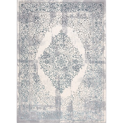 Dywany Łuszczów Core W7161 Vintage rosette Blue /cream and grey