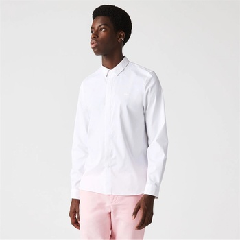 Lacoste Slim Fit Concealed Placket Poplin Shirt - White