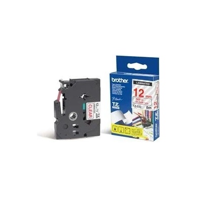 páska BROTHER TZ132 červené písmo, transparentná páska Tape (12mm) (TZE132)