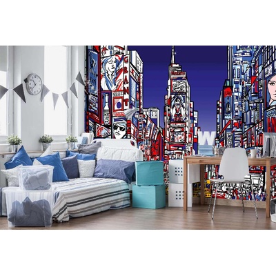 DIMEX ART Самозалепваща се флизелинова фототапета цветен таймс скуеър 375 x 250 см