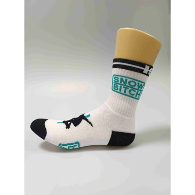 SNOWBITCH Socks Crew White Black WHITE-BLACK