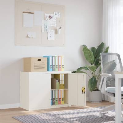 vidaXL Шкаф за папки бял 90x40x70 см стомана (339720)