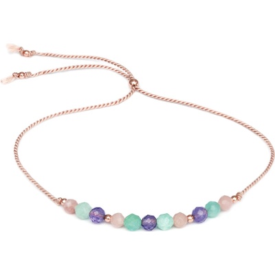 AGATO Šňůrkový náramek s korálky amazonitu, ametystu a angelitu HE24R3RG-LP