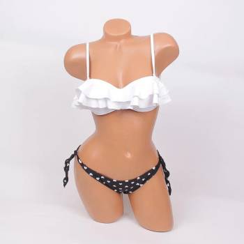 Image 1 of Дамски бански в бял и черен цвят със сърца