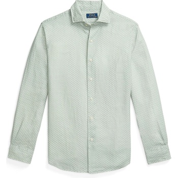 Ralph Lauren Custom Fit Mallet-Print Linen Shirt - Green Hat
