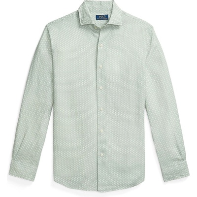 Ralph Lauren Custom Fit Mallet-Print Linen Shirt - Green Hat