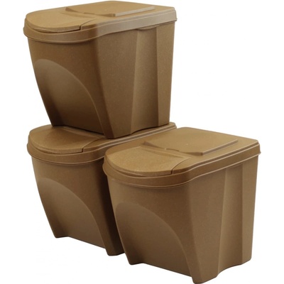 Prosperplast Odpadkové koše na tříděný odpad sada 3 ks x 25l SORTBOX ECO WOOD PPIKWB25S3W-4665W