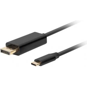 Lanberg CA-CMDP-10CU-0010-BK DisplayPort 1.2 (M) - USB Type-C (M) UHD 4K CU черен кабел с позлатени DisplayPort конектори, 1 м