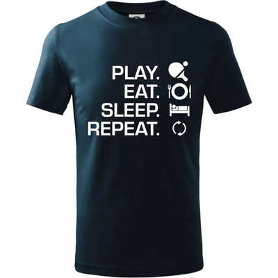 Stolný tenis eat sleep tričko Tmavomodrá