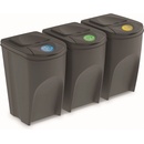PROSPERPLAST Sada 3 odpadkových košov SORTIBOX 3 x 35 l šedý kameň