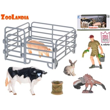 Mikro Зооландия бик с животни от фермата с аксесоари