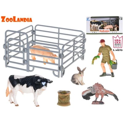 Mikro Зооландия бик с животни от фермата с аксесоари