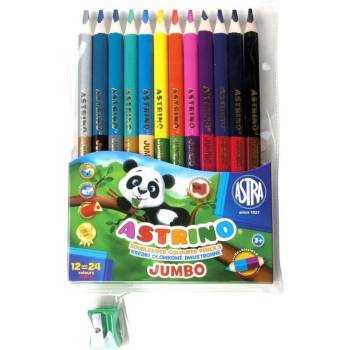 Astra Астрино двустранни моливи джъмбо 12бр, 24 цвята и острилка подарък (as312116003)