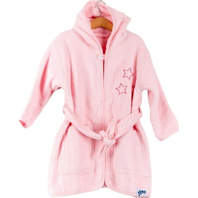 Kikko Dětský biobavlněný froté župan XKKO Organic Baby Pink Stars
