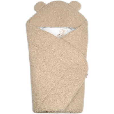 Baby Nellys Baránková zavinovačka s kapucňou bavlna baránok Teddy Medvedík béžová hnedá