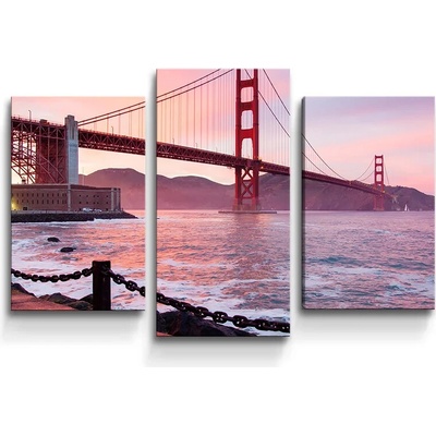 Sablio Obraz - 3-dílný Golden Gate - 75x50 cm