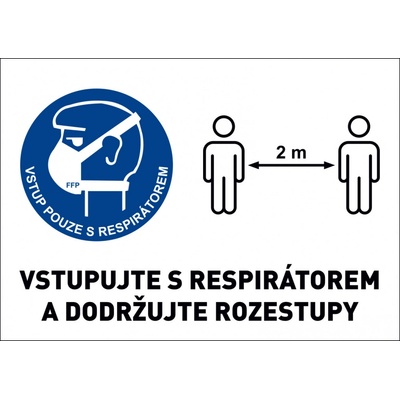 Samolepka výstražná "VSTUP S RESPIRÁTOREM" A5 vnitřní