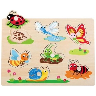 Lelin - Дървен пъзел с дръжки - Насекоми (L20085)