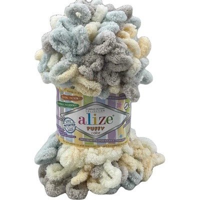 Alize příze Puffy color 6463 jemná smetanová, vanilková, světle modrá