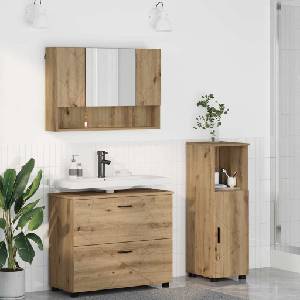 vidaXL Комплект мебели за баня 3 бр. Дъб 76, 5 x 35 x 64 см (3393032)