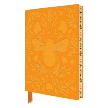 Flame Tree Publishing Jade Mosinski: Bee 2026 Artisan Art Vegan Leather Diary Planner - Page to View with Notes